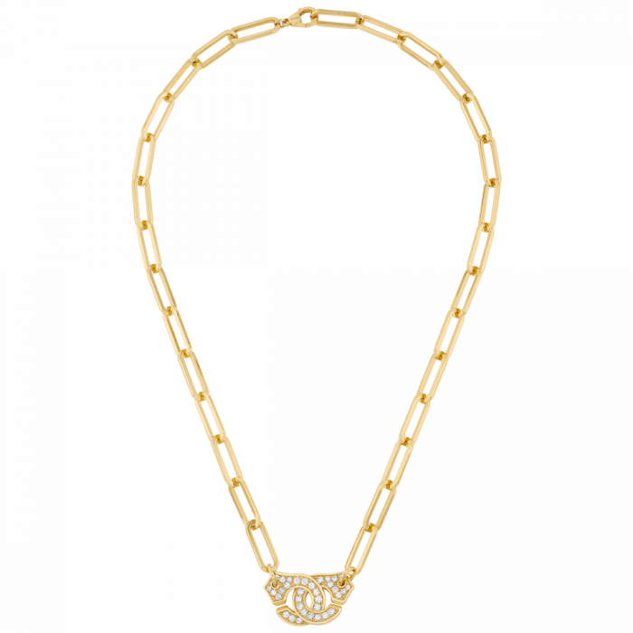 Collier Dinh Van Menottes R15 Or Jaune et Pavé Diamants