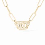 Collier Dinh Van Menottes Très Grand Modèle Pavé Diamants Or Jaune