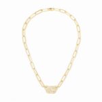 Collier Dinh Van Menottes Très Grand Modèle Pavé Diamants Or Jaune