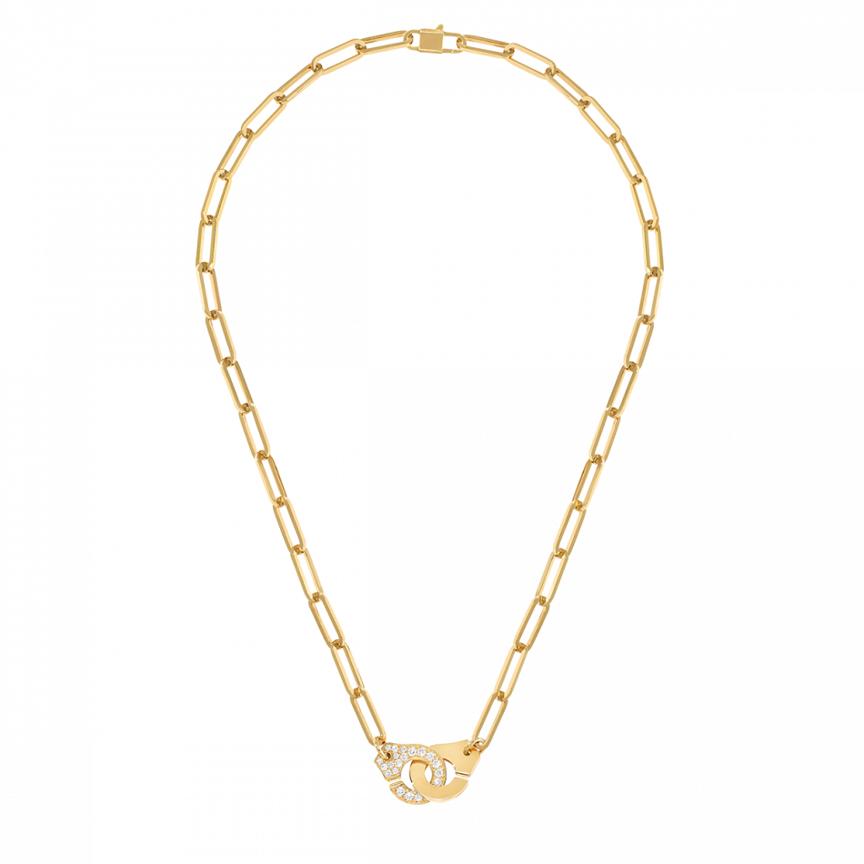 Necklace Dinh Van Menottes R13.5 Yellow Gold and Diamonds Daniel