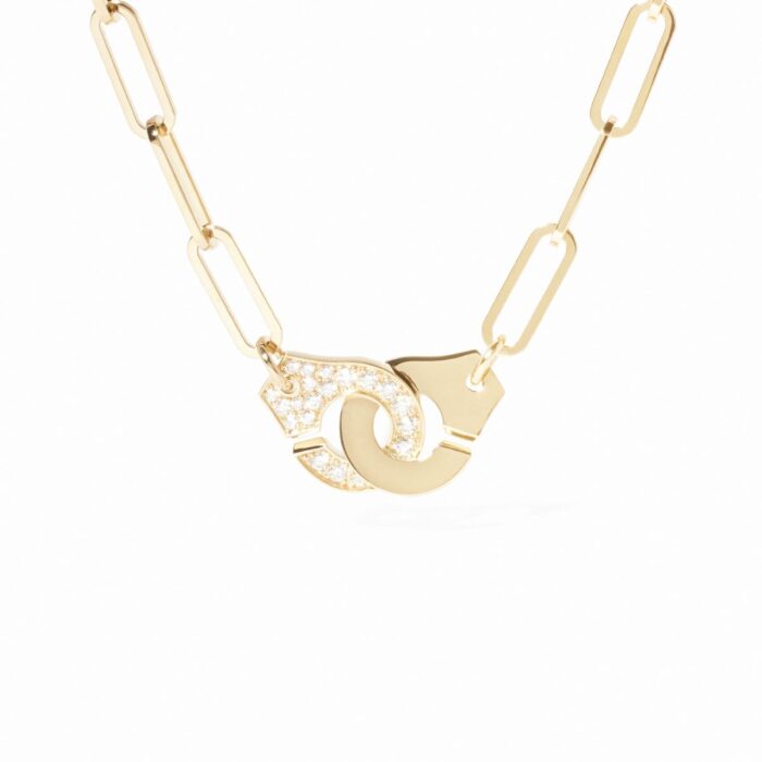 Collier Dinh Van Menottes Grand Modèle Diamants Or Jaune
