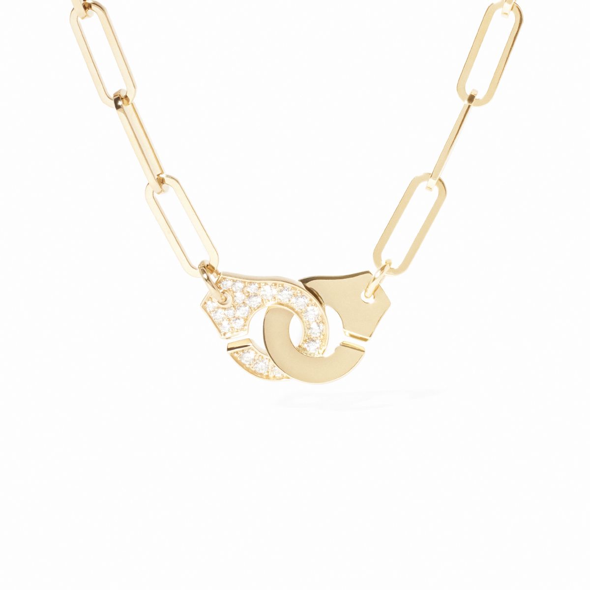 Collier Dinh Van Menottes Grand Modèle Diamants Or Jaune