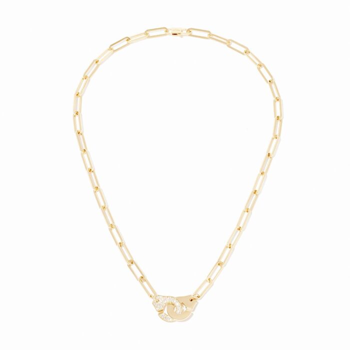 Collier Dinh Van Menottes Grand Modèle Diamants Or Jaune