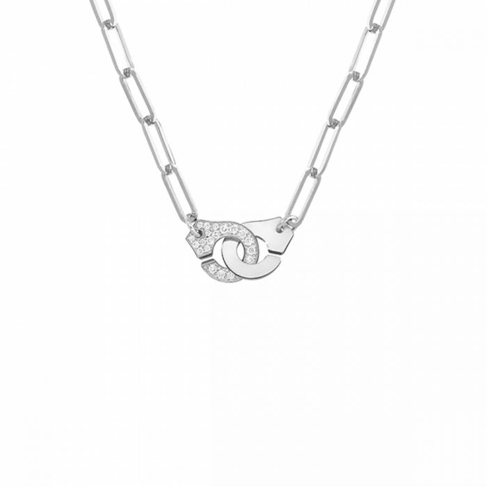 Collier Dinh Van Menottes R13.5 Or Blanc et Diamants