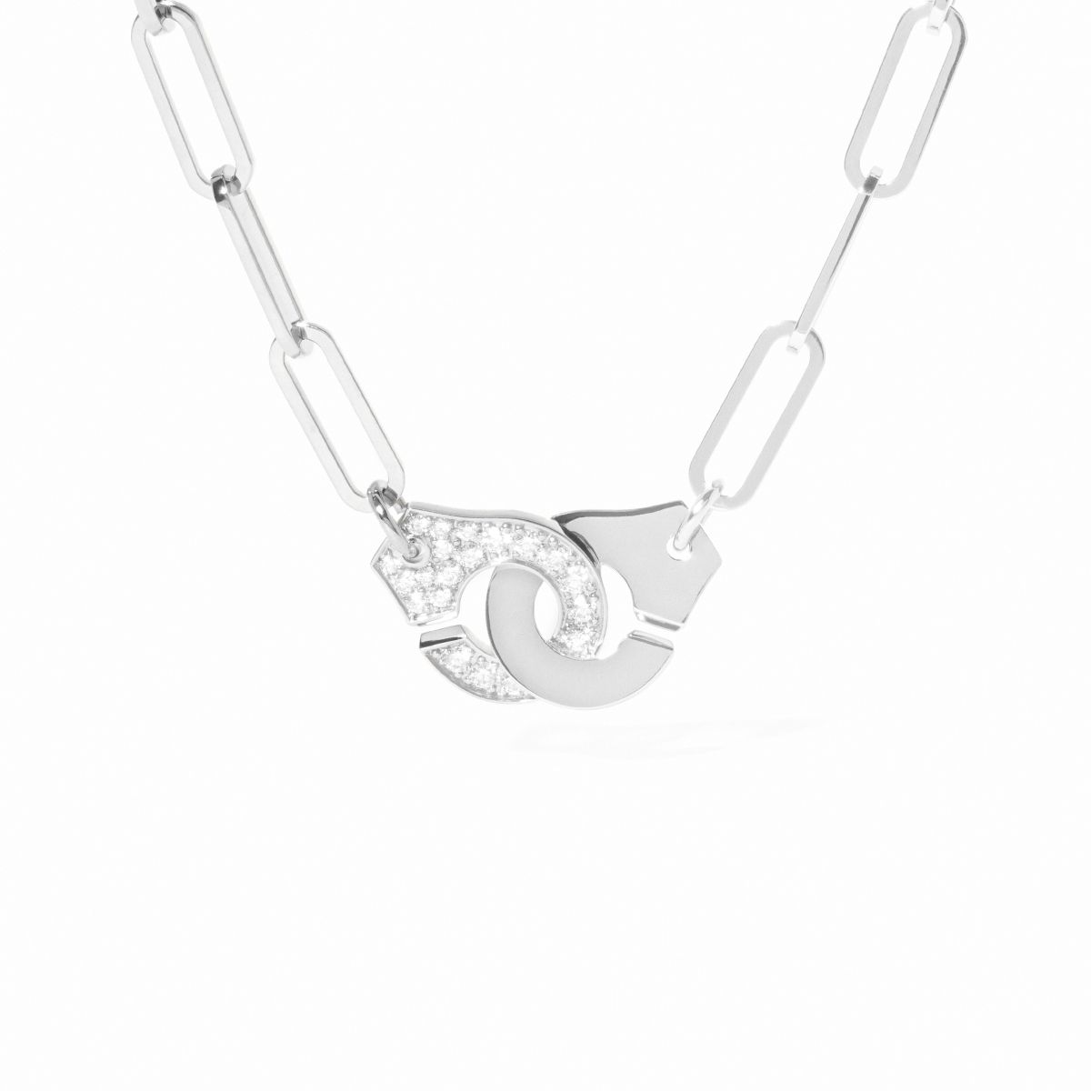 Collier Dinh Van Menottes Grand Modèle Diamants Or Blanc
