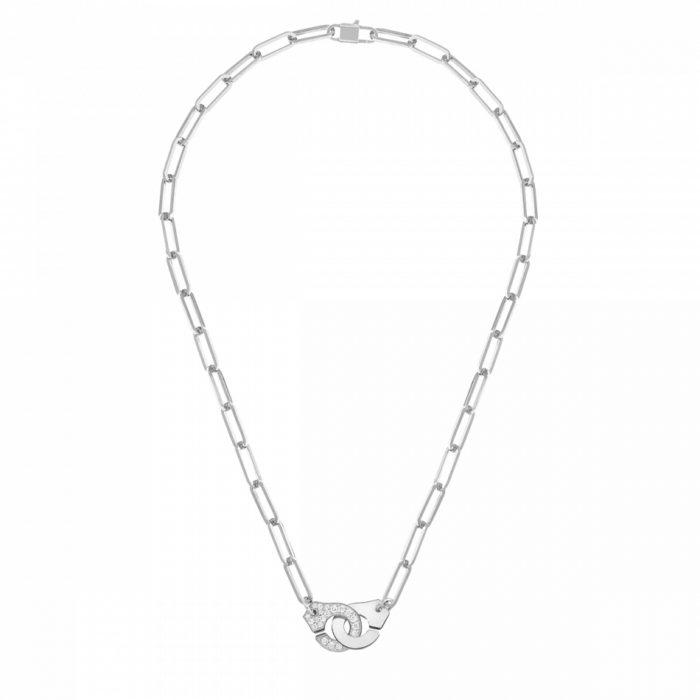 Collier Dinh Van Menottes R13.5 Or Blanc et Diamants