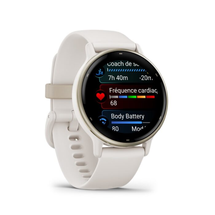 Montre Garmin Vivoactive 5 Ivoire & Soft Gold Connectée Bracelet Silicone 42MM