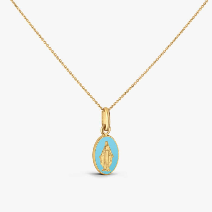 Miraculous Medal Arthus Bertrand Sky Blue Yellow Gold