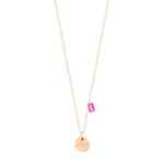 Collier Ginette NY Cocktail Pink Topaz Mini Braille Necklace Or Rose