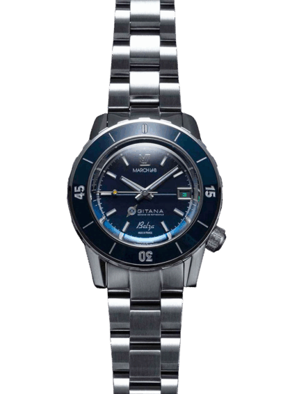 Montre MARCH LA.B Belza Gitana Acier Auto Cadran Bleu Bracelet Acier 40MM