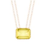 Collier Ginette NY Jumbo Cocktail Lemon Quartz Necklace Or Rose