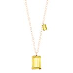 Collier Ginette NY Duo Cocktail Lemon Quartz Necklace Or Rose