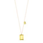 Collier Ginette NY Duo Cocktail Lemon Quartz Necklace Or Rose