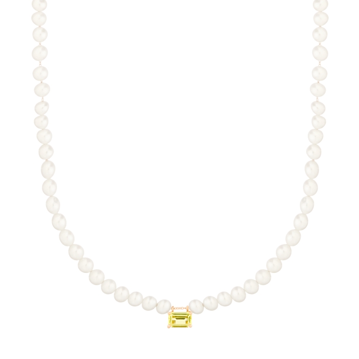 Collier Ginette NY Mini Cocktail Pearl & Lemon Quartz Or Rose