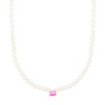 Collier Ginette NY Mini Cocktail Pearl & Pink Topaz Necklace Or Rose