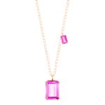 Collier Ginette NY Duo Cocktail Pink Topaz Necklace Or Rose