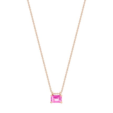 Necklace Ginette NY Mini Cocktail Pink Topaz On Chain Rose Gold