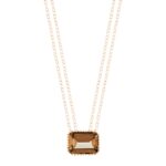 Collier Ginette NY Jumbo Cocktail Smoky Quartz Necklace Or Rose