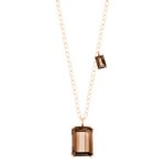 Necklace Ginette NY Duo Cocktail Smoky Quartz Necklace Rose Gold