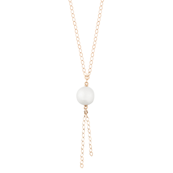 Collier Ginette NY Single Pearl Fusion Necklace Or Rose