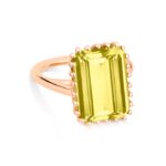 Bague Ginette NY Cocktail Vertical Lemon Quartz Ring Or Rose