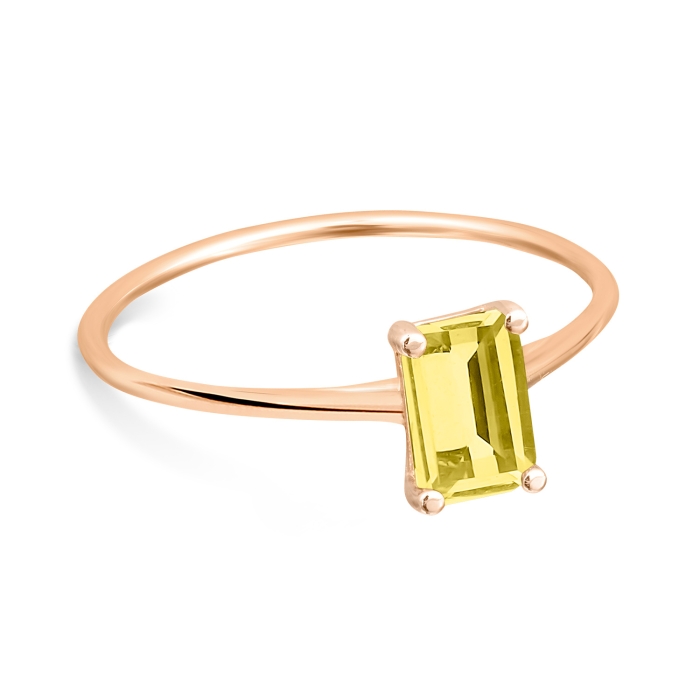 Ring Ginette NY Mini  Cocktail Lemon Quartz Ring  Rose Gold