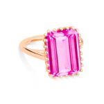 Bague Ginette NY Cocktail Vertical Pink Topaz Ring Or Rose