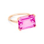 Bague Ginette NY Cocktail Horizontal Pink Topaz Ring Or Rose