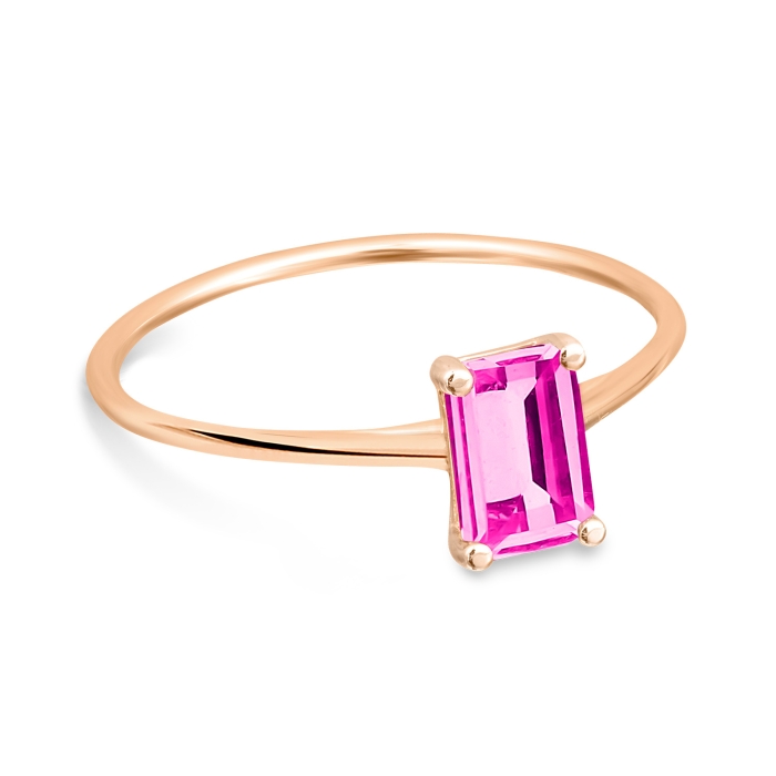 Ring Ginette NY Mini  Cocktail Pink Topaz Ring Rose Gold