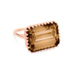 Bague Ginette NY Jumbo Cocktail Smoky Quartz Ring Or Rose