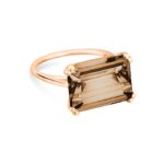 Bague Ginette NY Cocktail Horizontal Smoky Quartz Ring Or Rose