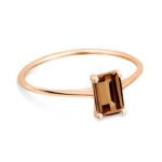 Ring Ginette NY Mini  Cocktail Smoky Quartz Ring  Rose Gold