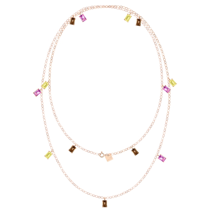 Collier Ginette NY Cocktail Sautoir Or Rose