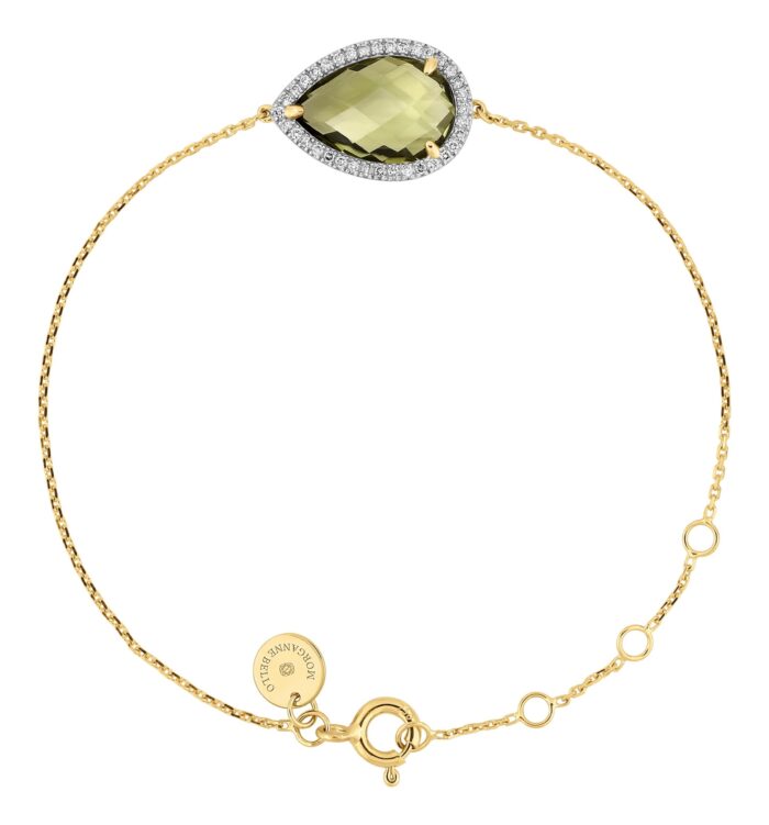 Bracelet Morganne Bello Alma Quartz Olive & Diamants Or Jaune