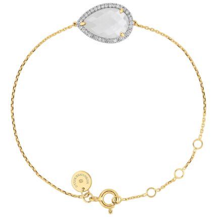 Bracelet Morganne Bello Alma Nacre Blanche & Diamants Or Jaune