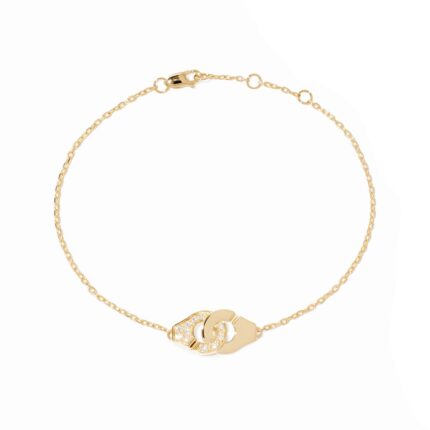 Bracelet Dinh Van Menottes sur Chaîne XS Diamants Or Jaune