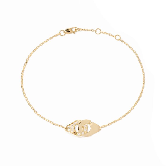 Bracelet Dinh Van Menottes sur Chaîne XS Diamants Or Jaune