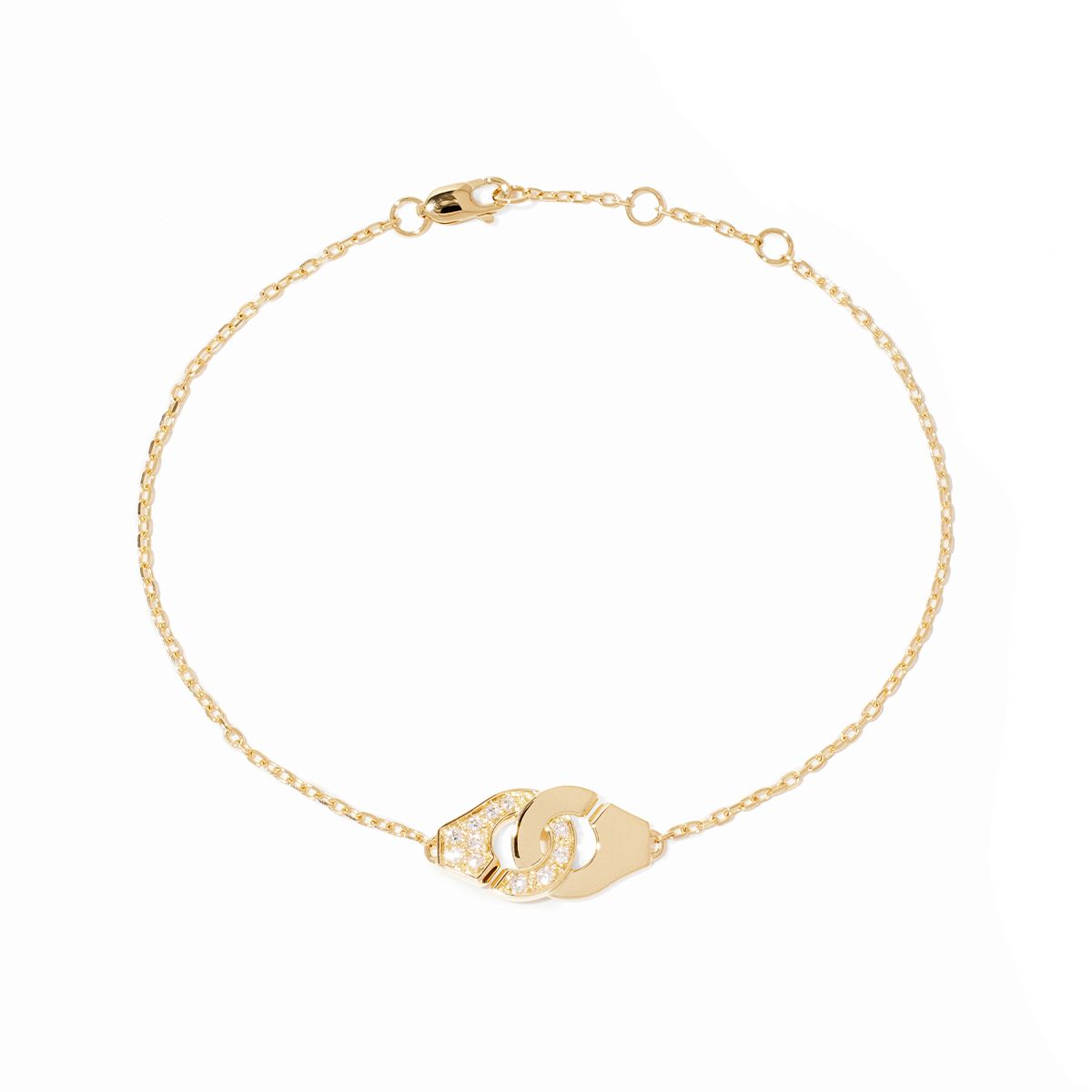 Bracelet Dinh Van Menottes sur Chaîne XS Diamants Or Jaune
