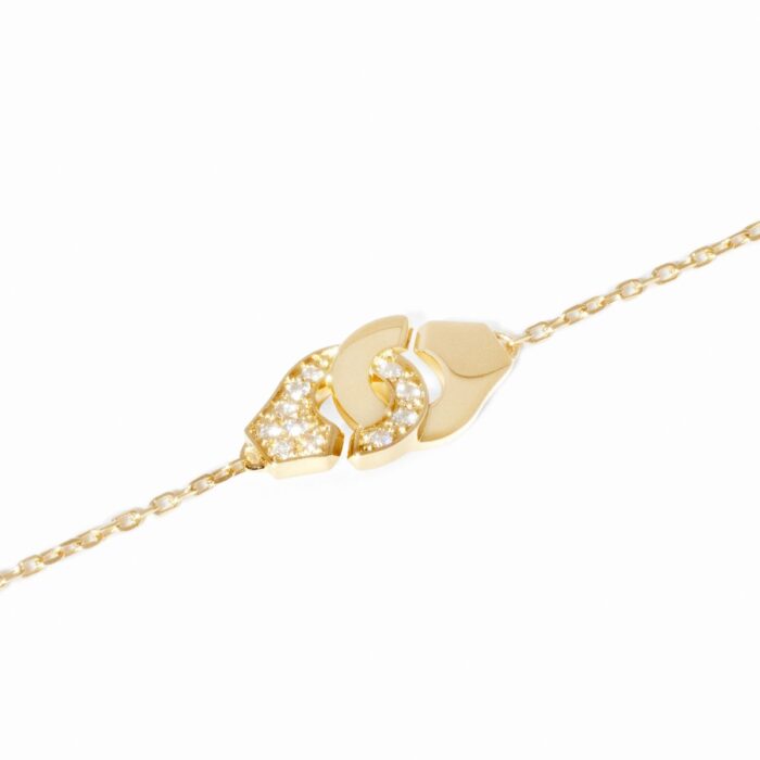Bracelet Dinh Van Menottes sur Chaîne XS Diamants Or Jaune