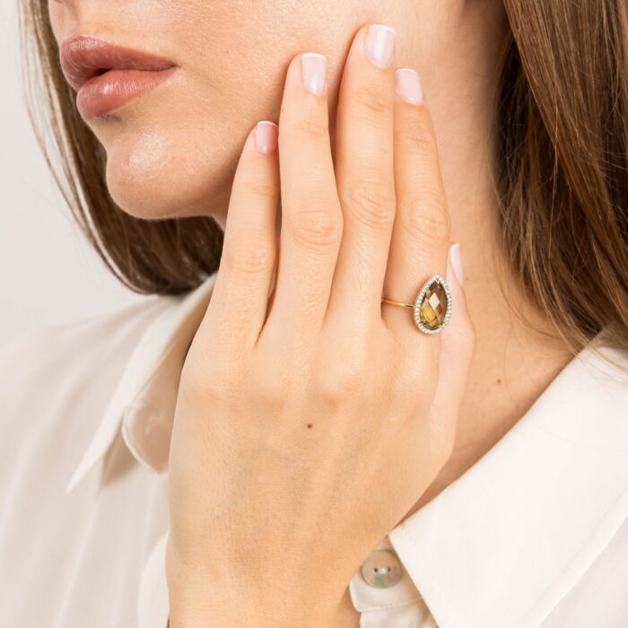 Bague Morganne Bello Alma Quartz Olive Diamants & Or Jaune