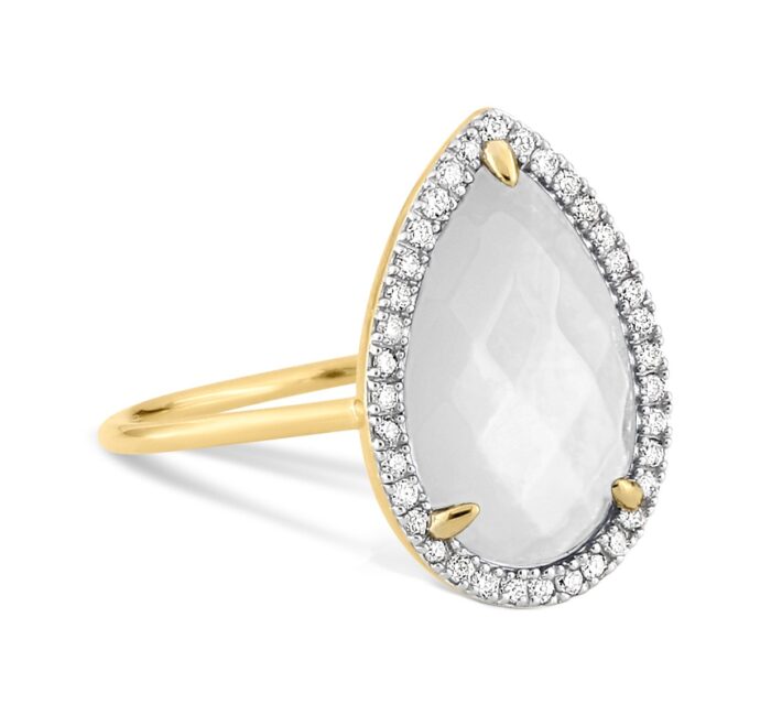 Bague Morganne Bello Alma Nacre Blanche Diamants & Or Jaune