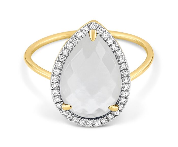 Bague Morganne Bello Alma Nacre Blanche Diamants & Or Jaune