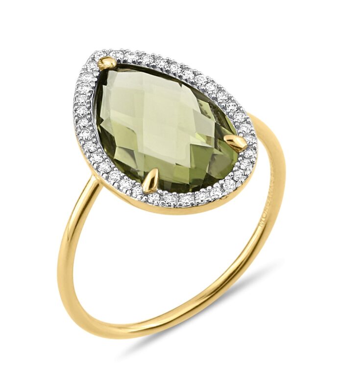 Bague Morganne Bello Alma Quartz Olive Diamants & Or Jaune