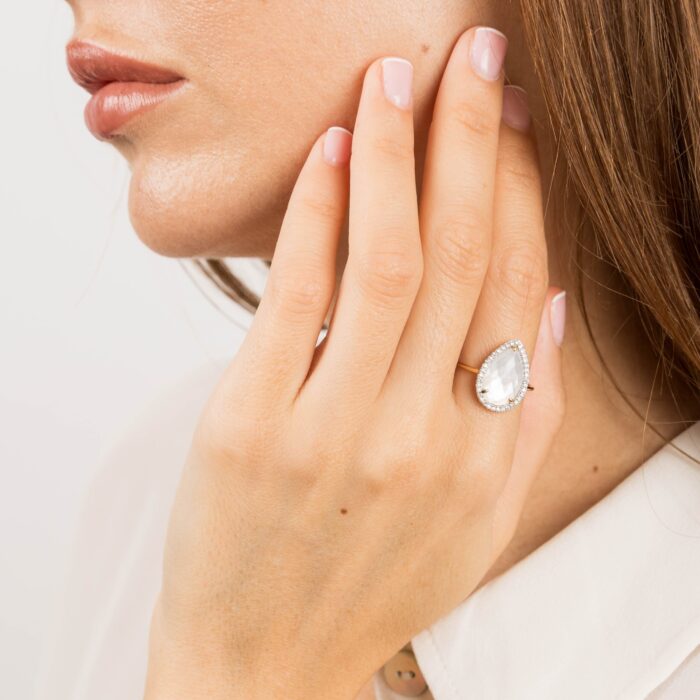 Bague Morganne Bello Alma Nacre Blanche Diamants & Or Jaune