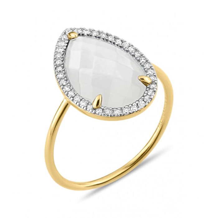 Bague Morganne Bello Alma Nacre Blanche Diamants & Or Jaune