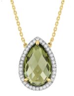 Collier Morganne Bello Alma Quartz Olive & Diamants Or Jaune