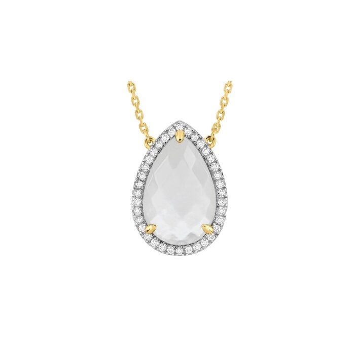 Collier Morganne Bello Alma Nacre Blanche & Diamants Or Jaune