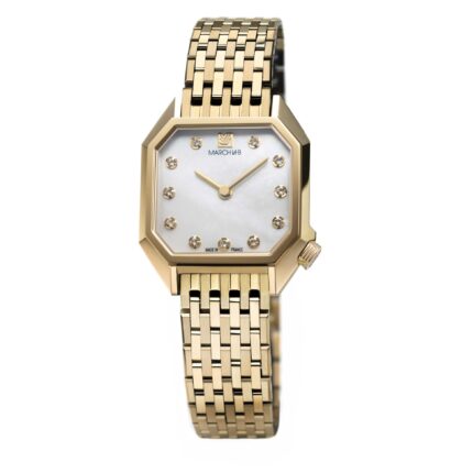 Montre MARCH LA.B Lady Mansart Diamants Or 18 Carats Quartz Cadran Nacre Bracelet Acier