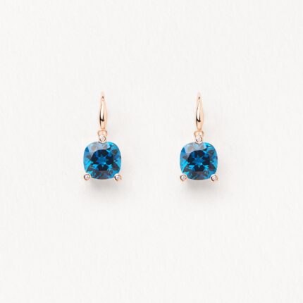 Boucles d'Oreilles Poiray Filles Antik Topaze Blue Or Rose