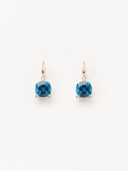 Boucles d'Oreilles Poiray Filles Antik Topaze Blue Or Rose